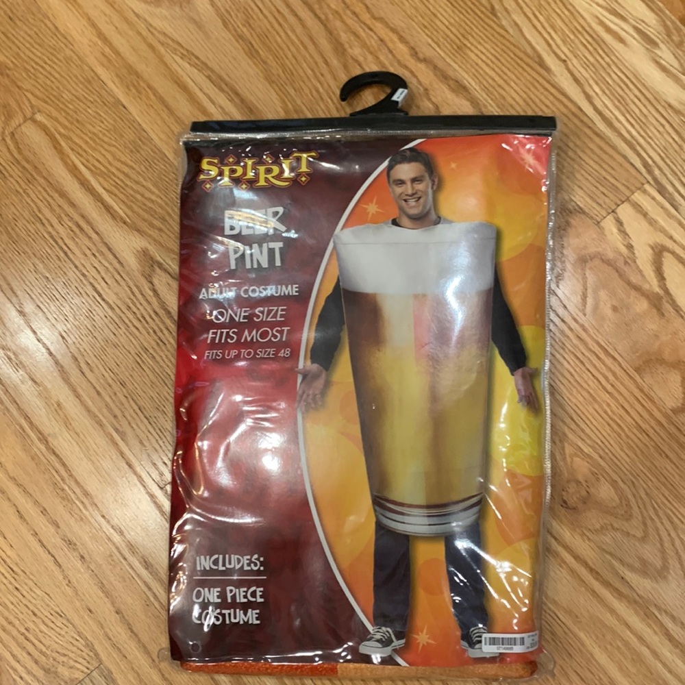 Beer Pint Halloween costume. One size fits most up to size 48